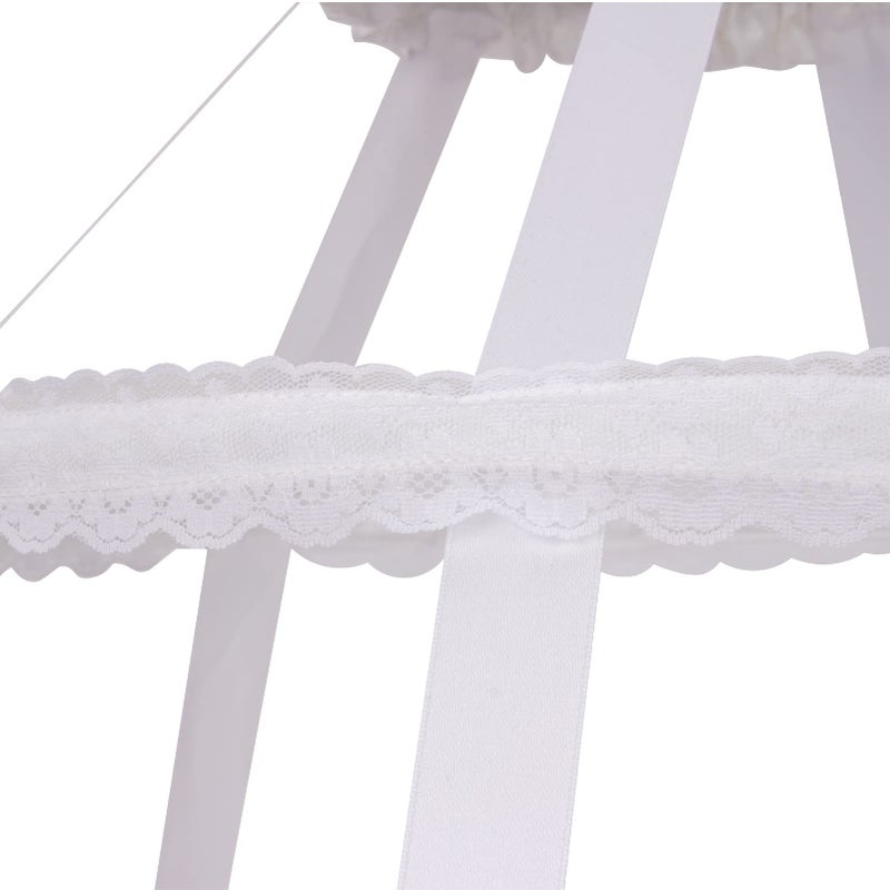 MAYSONG Cage Hoop Skirt Petticoat Dress Pannier Bustle Crinoline Underskirt 3 Hoops White Lace - Image 3